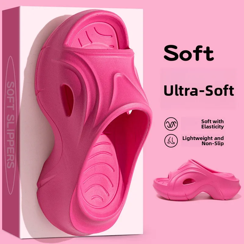 

Women's Summer Outdoor High Heel Thick Bottom Sandals Beach Shoes Platform Slip-On Polyester Fiber Fashionable Flat Heel