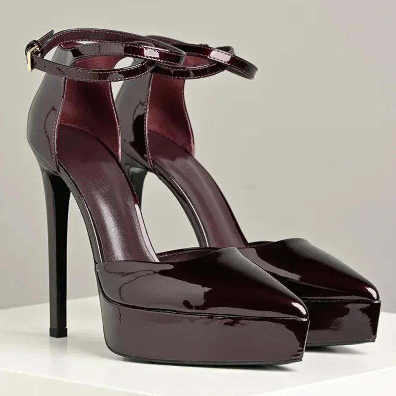 Platfrom Cover Heel Leather Pumps Sexy Pointed Toe Thin Heel Accept Customized New Arrivals Fashion Women Modern Shoes