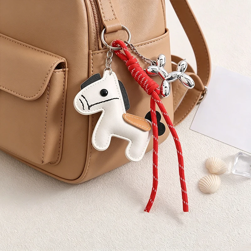 Pony Keychain Leather Backpack Charm Personalized Car Keychain Bag Pendant Purse Handbag Strap Decoration Gift