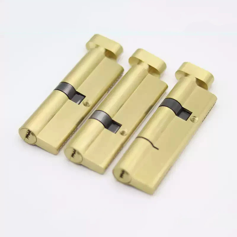 Gold Double or Single Open Cylinder Hardware Indoor 60/65/70/75/80/90 Lock Door Cylinder Brass Lock Extended 3pcs key