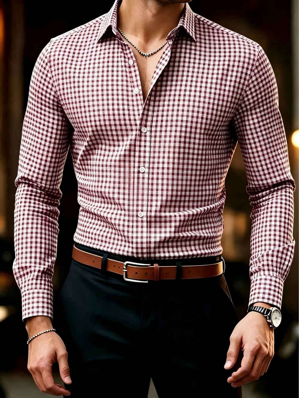 Men's button-up shirt, casual shirt, yellow, long-sleeved, plaid lapel, streetwear for everyday wear, comfortable, stylish