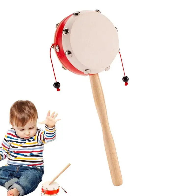 Wooden Handle Drum Safe And Fun Monkey Drum Handle Drum Fun KidsDrum & Percussion Instruments For Birthday Christmas New Year