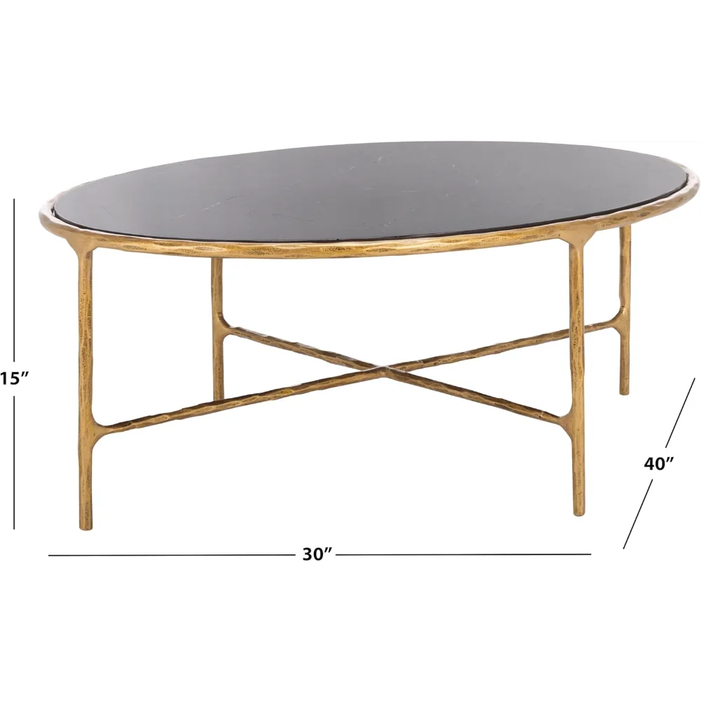 SAFAVIEH Couture Collection Jessa Brass Base & Black Marble Top Oval Coffee Table, Fully Assembled