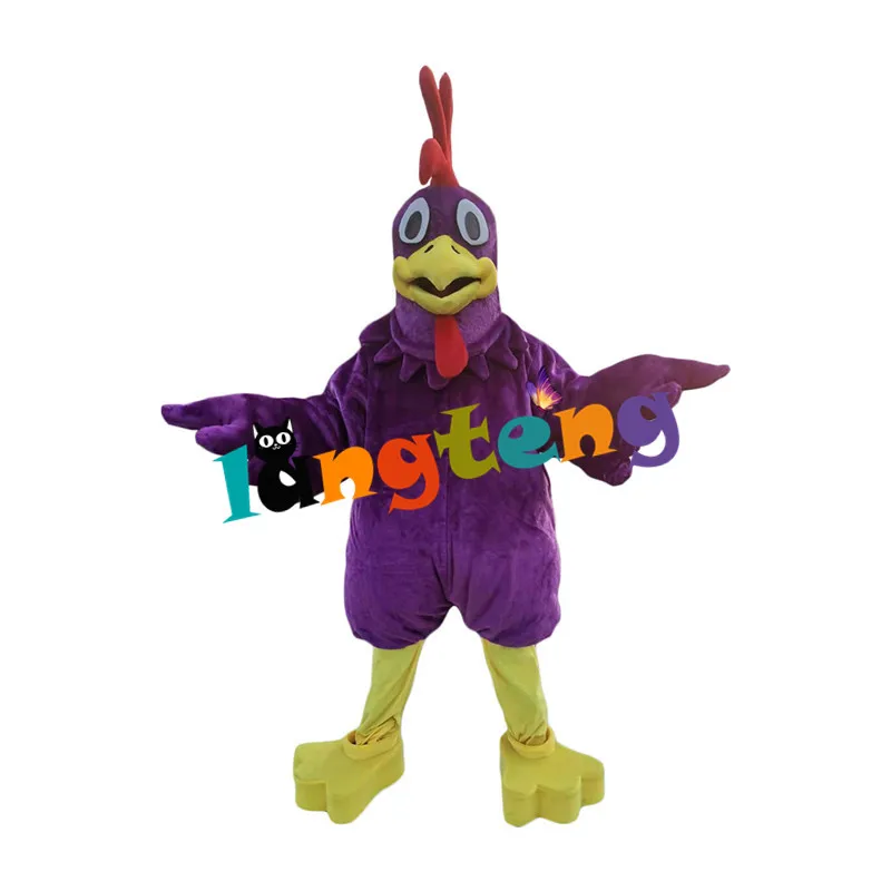 

1292 Customized Funny Handsom Purple Chicken Hen Cock Mascot Costumes Cartoon Halloween Cosplay Fursuit