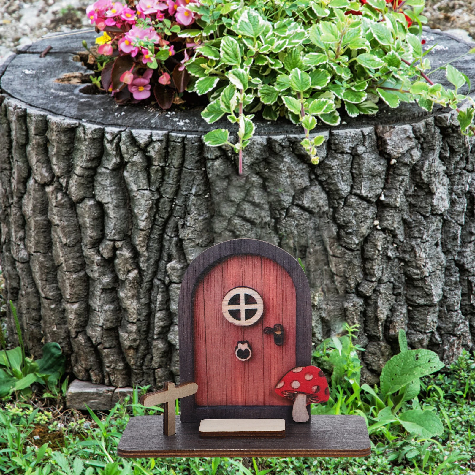 

Miniature Wood Fairy Door Elf Decoration for Garden Dwarf Door Wooden Craft Home Mushroom Spirit Figurine Gardening Accessory
