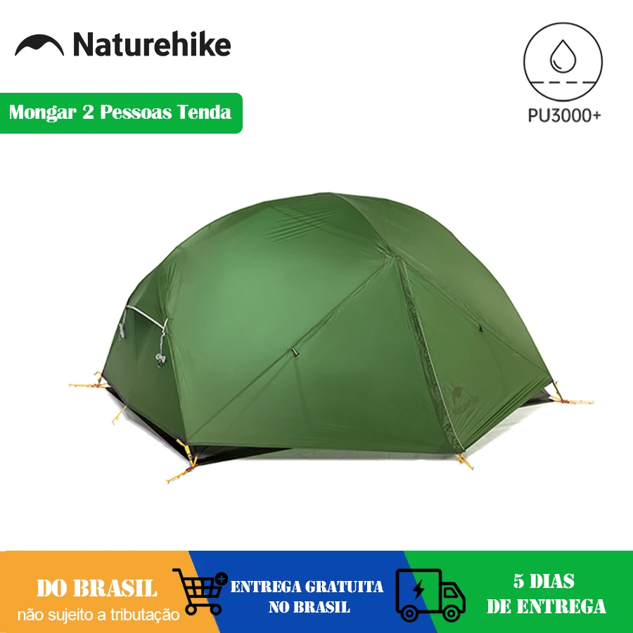 Naturehike-Mongar Tenda para 2 Pessoas, Tenda de Acampamento Profissional Ultraleve, Mochila Impermeável e Windproof, 20D Nylon Viagem Tenda