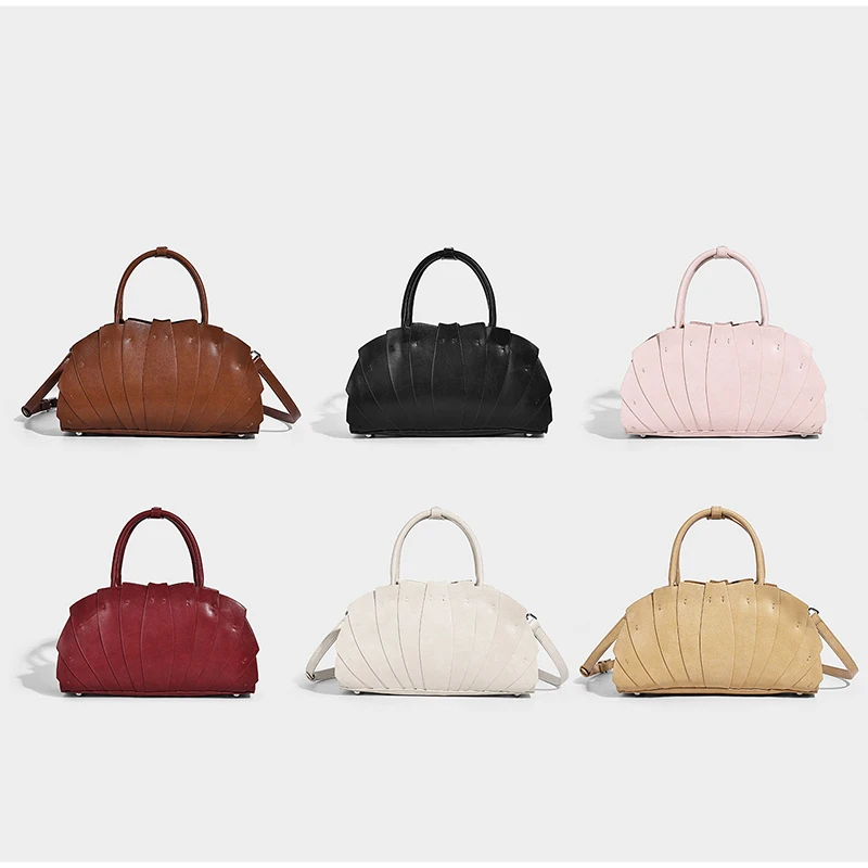 

Handmade Fan-Shaped Ruffle Handbag Top-Handle Bag Unique Design Crossbody Shoulder Purse High-Quality Soft Commuter Satchel