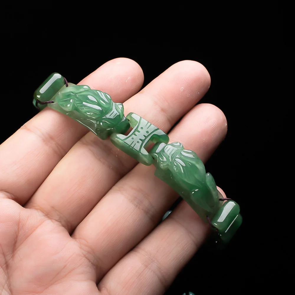 

Burmese Jadeite Dragon Bracelet Real Jade Amulet Luxury Vintage Bangle Fashion Talismans Gifts for Women Charm Natural Jewelry