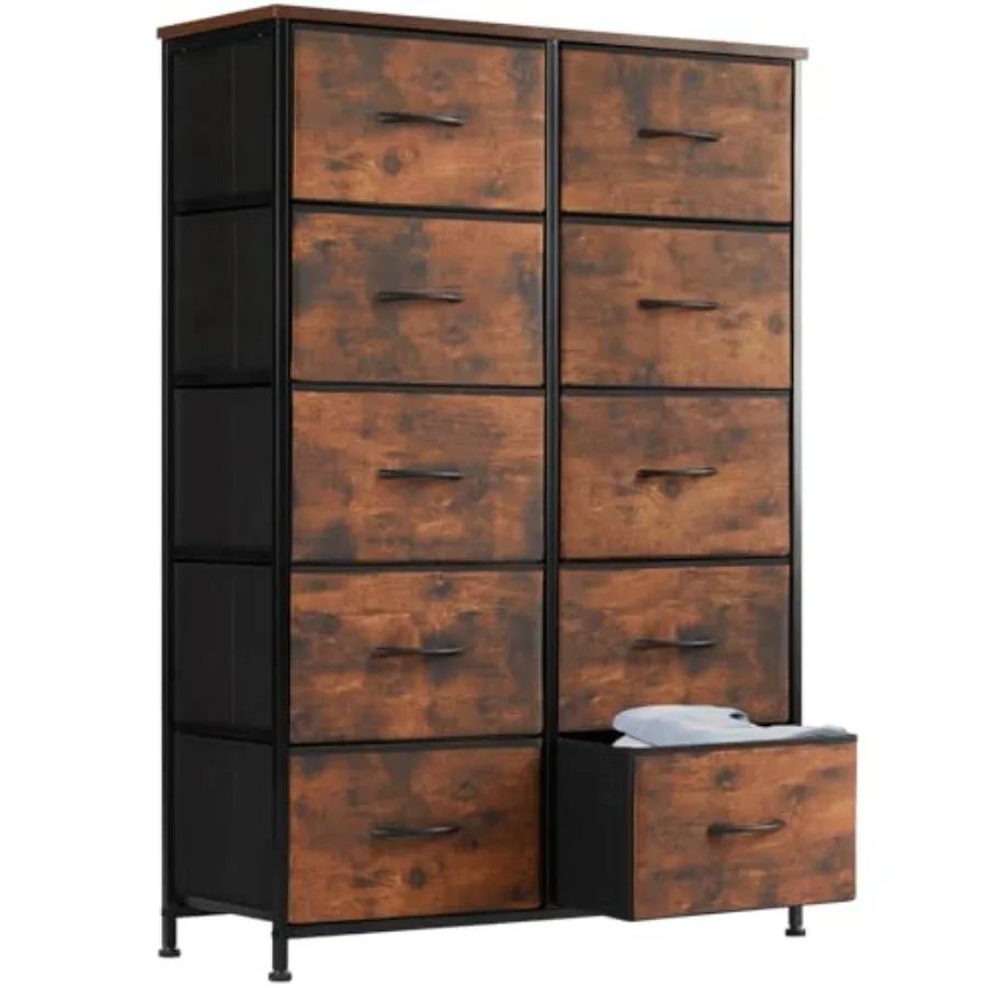 

Dresser for Bedroom Fabric Dresser with 10 Drawers Tall Double Dresser Chest of Drawers for Closet Living Room Sturdy Steel Fra