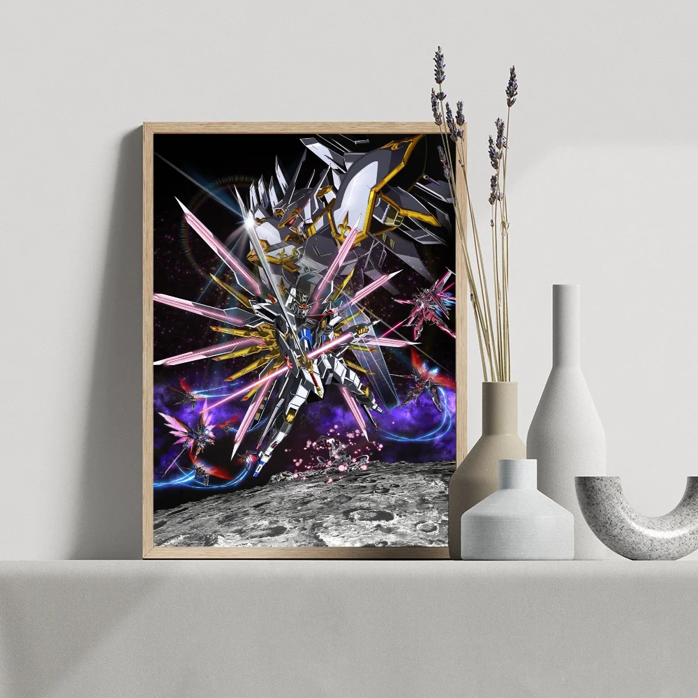 1PC GUNDAM Poster Movie Sticky Posters Retro Kraft Paper Sticker DIY Room Bar Cafe Aesthetic Art Wall Painting