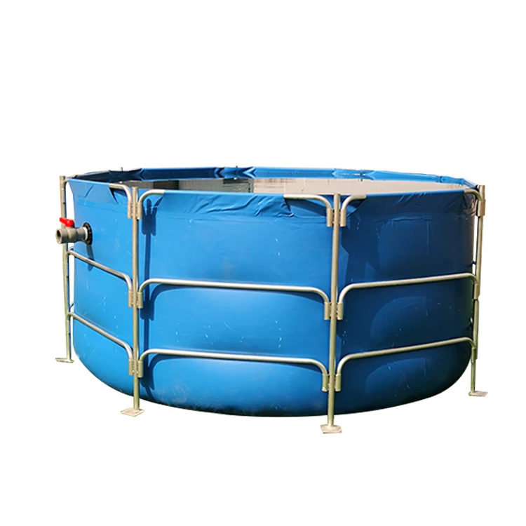 1000 L Flexible And Foldable Pvc Coated Farming Pond Round Water Tank Tarpaulin Fish Tank With Stainless Steel Frame