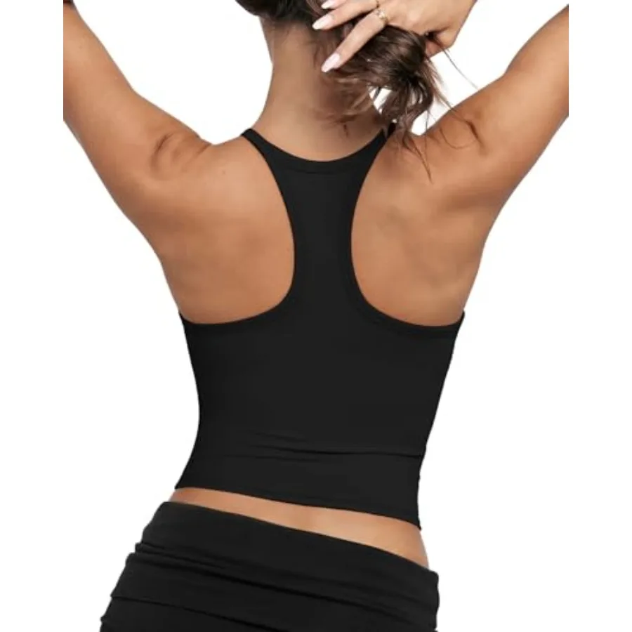 

SUUKSESS Women Padded Workout Tank Tops with Built in Bra Racerback Gym Tops