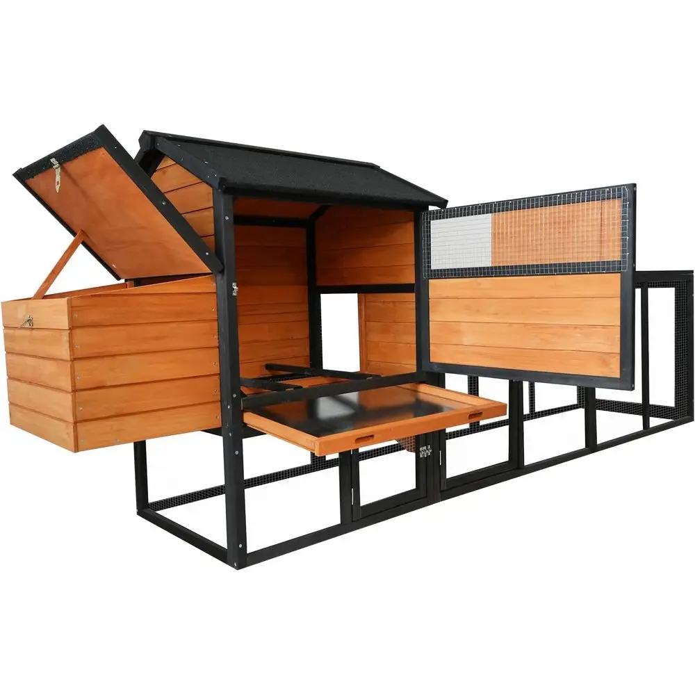 

Деревянный курятник на 113 кур с открывающейся крышей, выгулом и гнездовым ящиком для домашней птицы на заднем дворе
