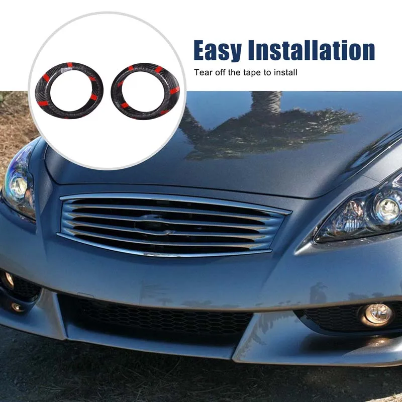 

For 2010-2013 Infiniti G25 G37 real carbon fiber car front fog light bezel decorative sticker car protection accessories