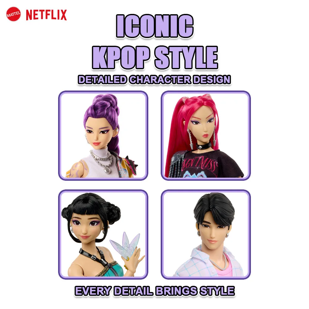 Original Netflix KPop Demon Hunters Fashion Doll 11.5 In Posable Mira Rumi Zoey Anime Figure 11 Points Of Articulation Girl Toys