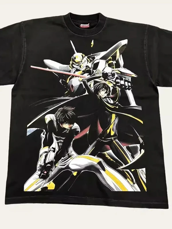 

Футболка большого размера 300 Pou Code Geass Anime Waed Loose ort Sve, корейский повседневный хлопковый топ для молодых женщин