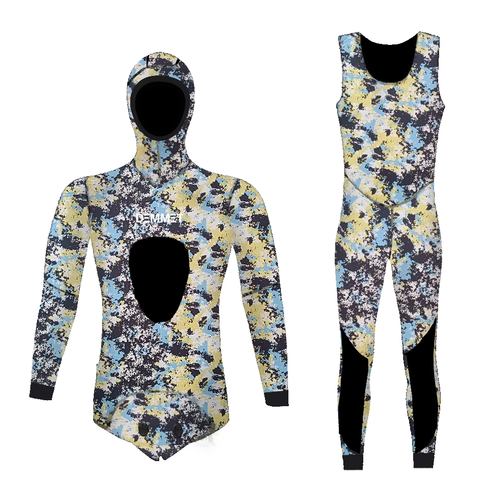 Herren-Neoprenanzüge 3MM Neopren mit Kapuze Warmer Neoprenanzug Tarnmuster Zweiteilig für Jagd, Angeln, Tauchen, Schnorcheln, Surfen, Schwimmen – Detail 7