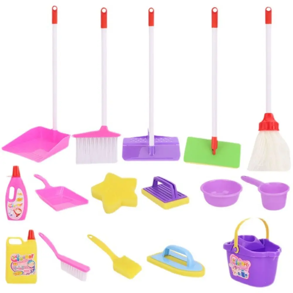 Simulation Children Cleaning Kit Broom Brush Role Playing Pretend Play Cleaner Tools Sweeping Mopping Housekeeping Playset