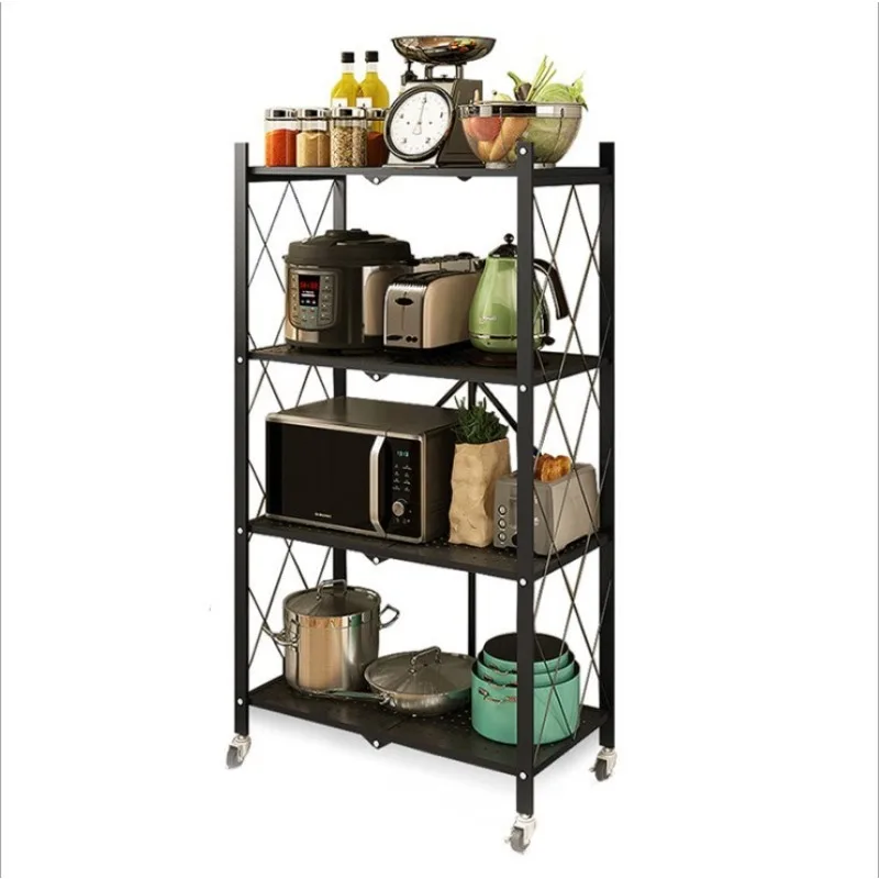 

Corner space saving Multifunctional 3 4 5 layer metal rack Kitchen folding rack unit Mobile storage rack