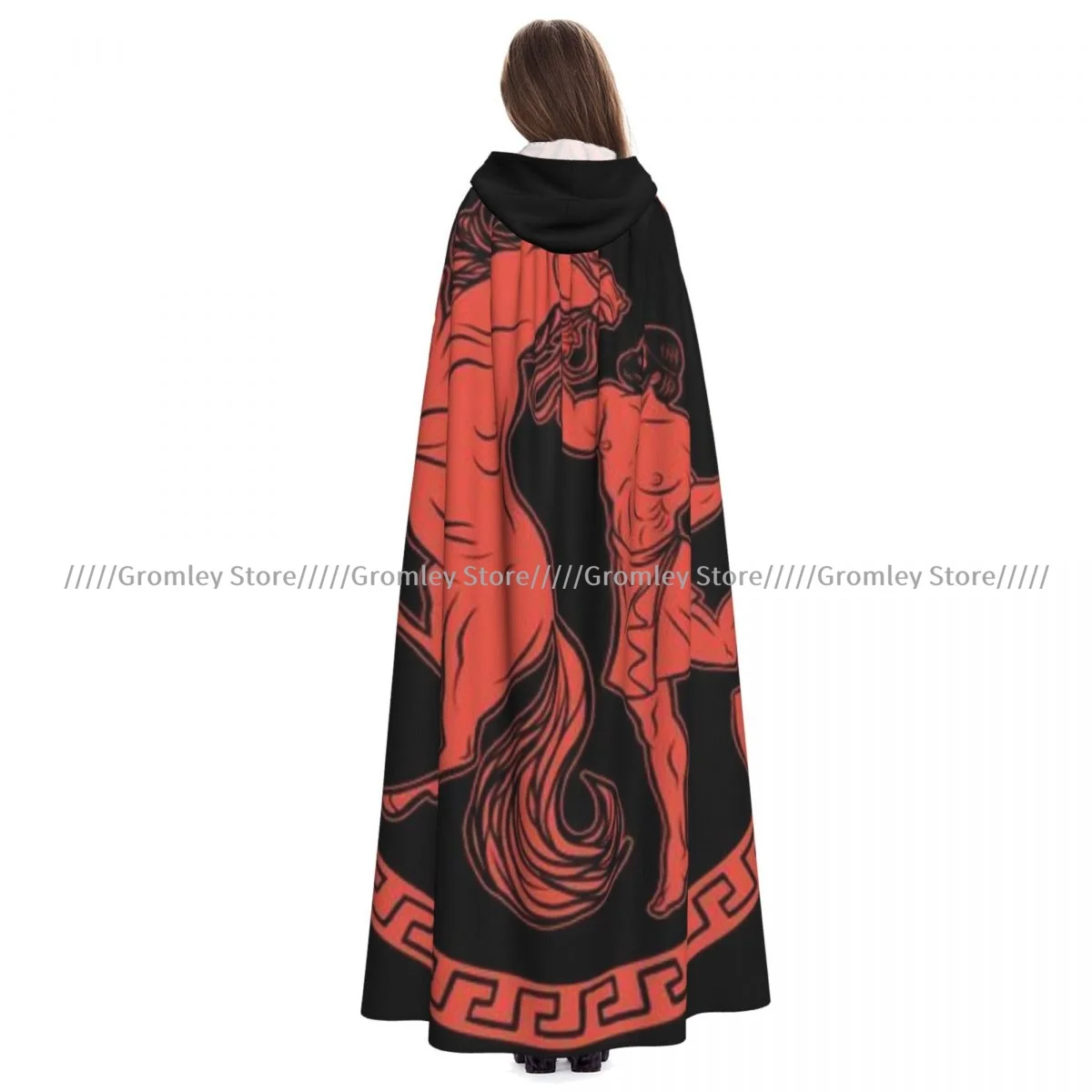 Adult Myths Of Ancient Greece Illustration Cloak Cape Hooded Medieval Costume Witch Wicca Vampire Halloween Costume Dress Coat