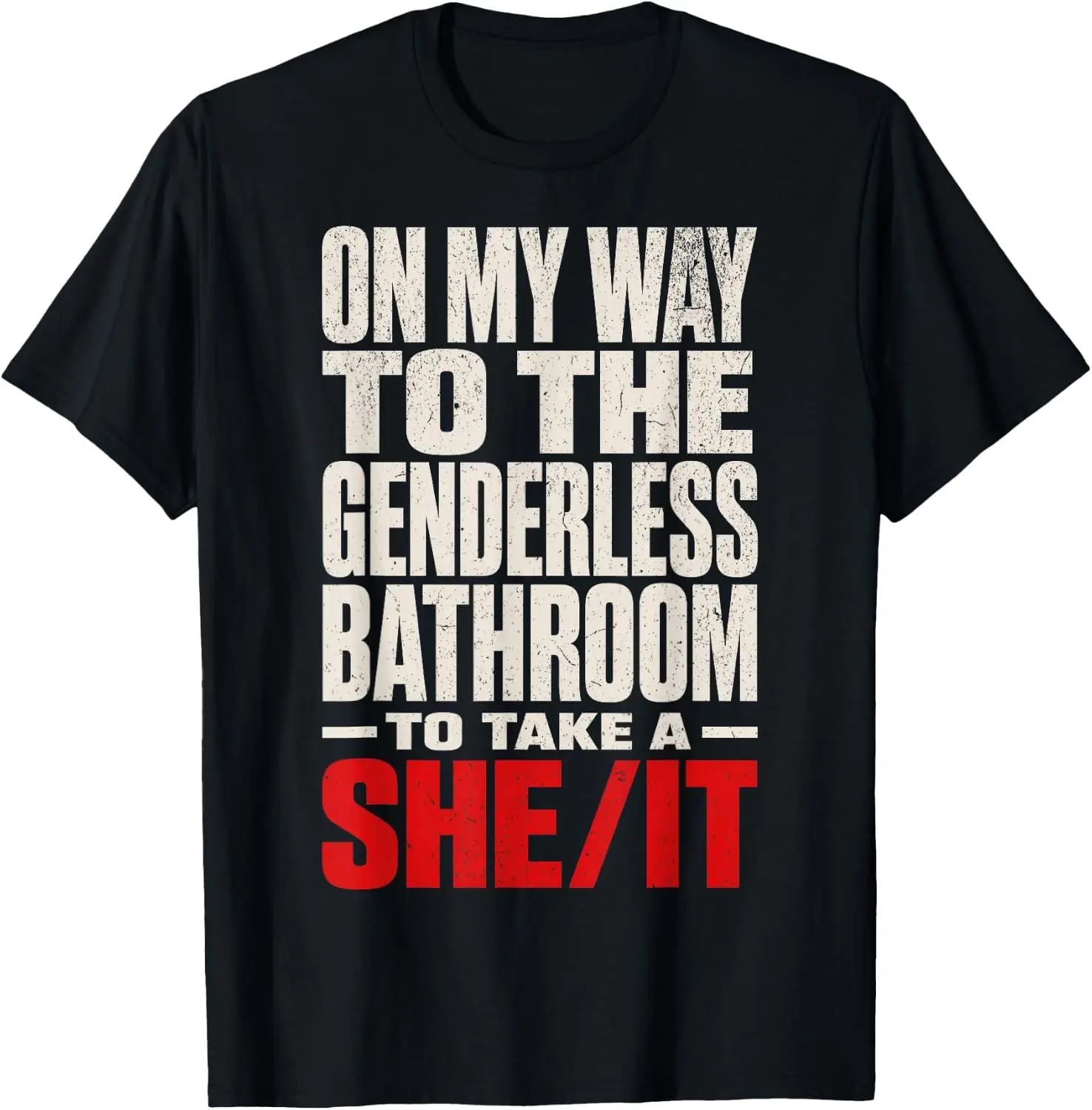On My Way To The Genderless Bathroom Funny Vintage Grunge T-Shirt 100% Cotton Trendy Y2K Short-Sleeve Tee-Soft, Quick-Drying,