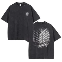 Camiseta Eren Jaeger 2D retro lavada anime T-Titan A-Attack camiseta manga Shingeki no Kyojin Levi Mikasa top de manga corta