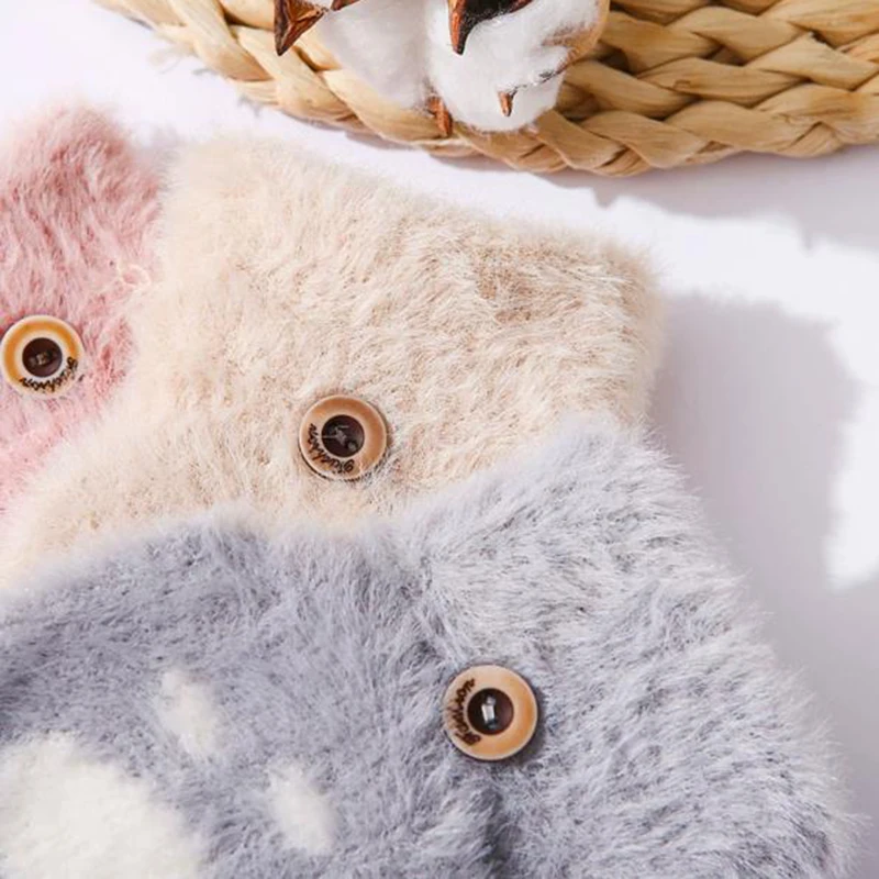 القط باو قفازات للنساء الفتيات الشتاء الدافئة الصوف قفازات سميكة أفخم الوجه غطاء القفازات نصف كامل فنجر قفاز هدية الكريسماس