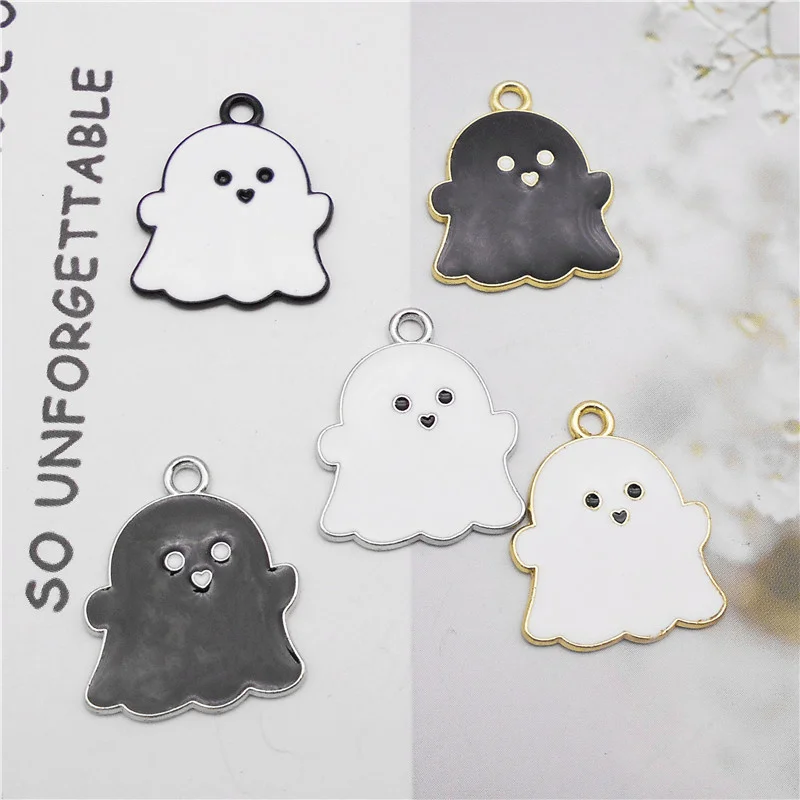 

10pcs Mix Enamel Halloween Ghost Charms Alloy Specter Jewelry Necklace Women Earrings Metal Bracelet Keychain Handmade Accessory