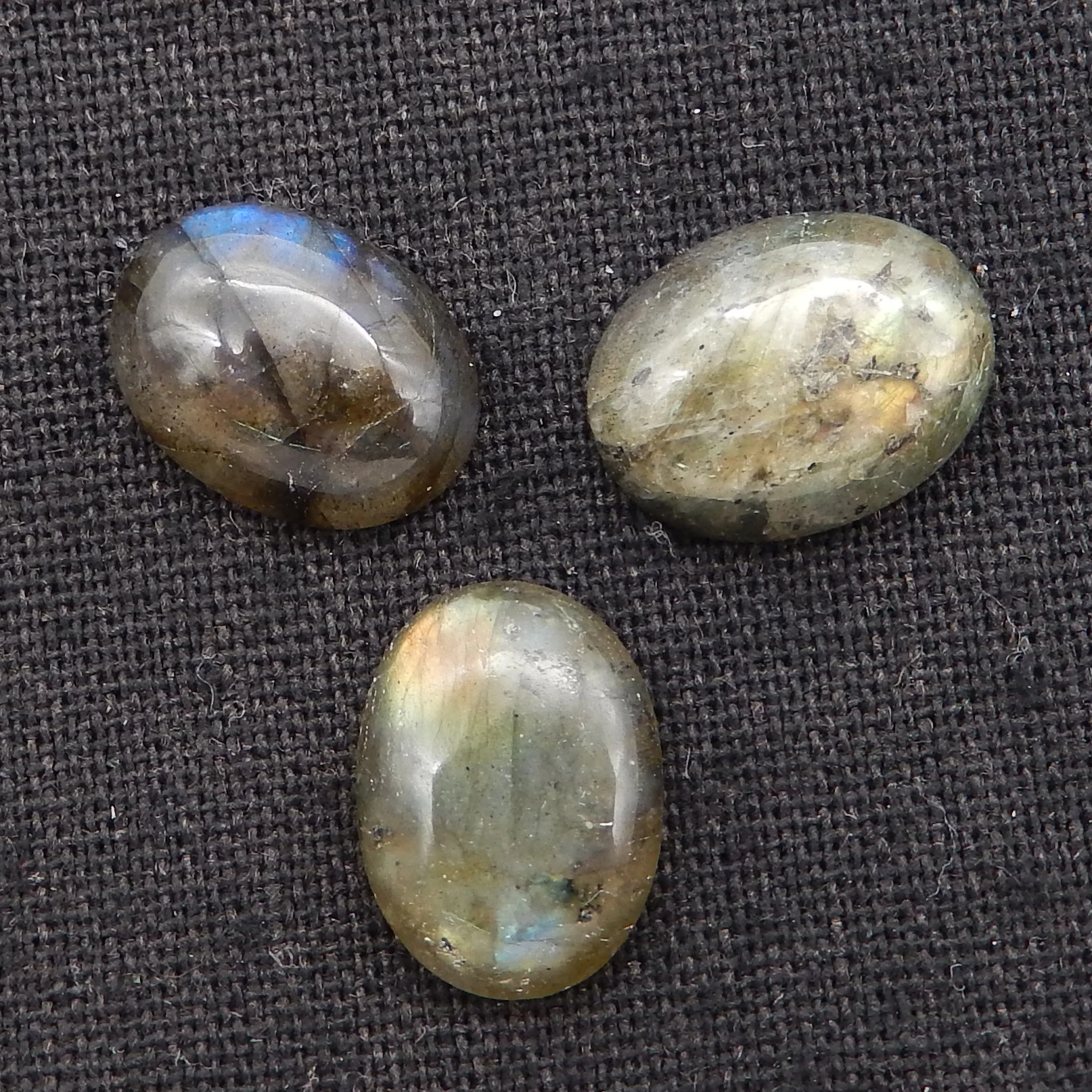 3PCS  Natural Labradorite Oval Flatback Cabochon High Quality Polished Gemstone Beads Jewelry DIY