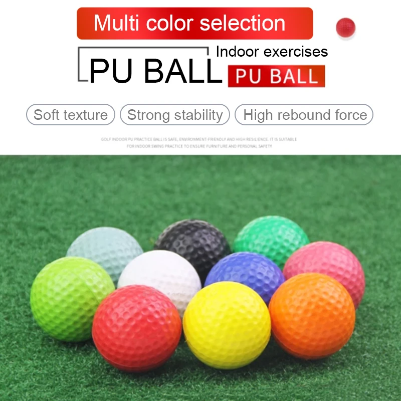 42 mm gemengde kleur Pu-schuim stevige spons zachte bal Indoor Golf oefenbal speelgoedbal