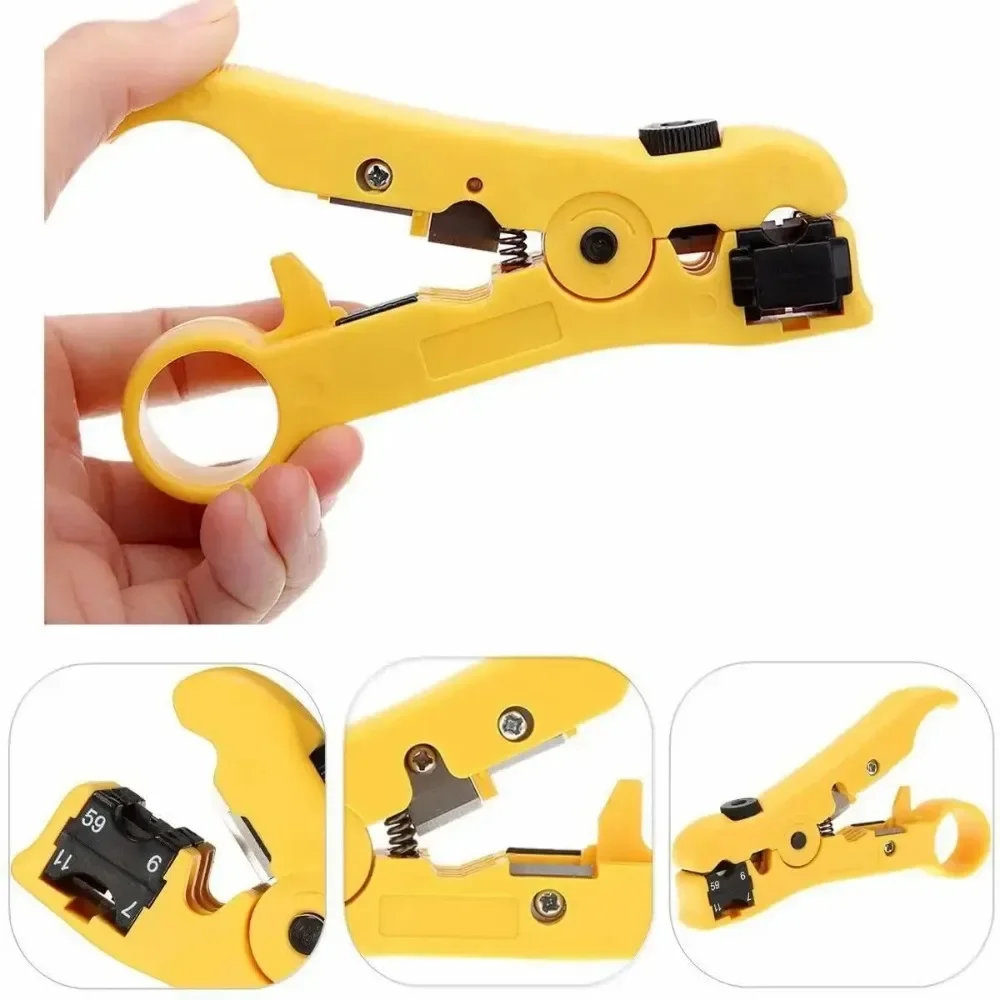 Multi-functional Electric Cable Stripping Knife Wire Cutter Stripper Tool STP UTP RG59 RG6 RG7 RG11 Coaxial Network Cable