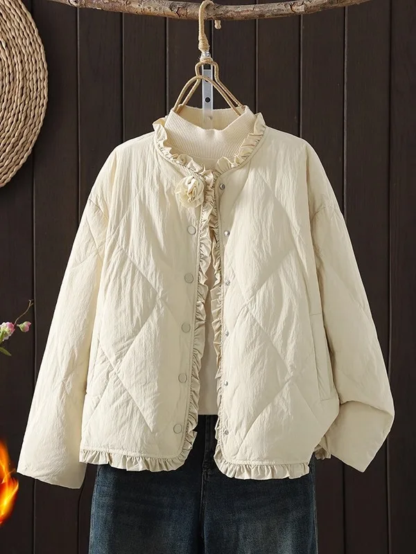 

Warm Cotton Jaet Women's Loose Lightweight Sli Winter Coat Breathable Fce Lined Slimming Outerwear by Meng Qing a Po