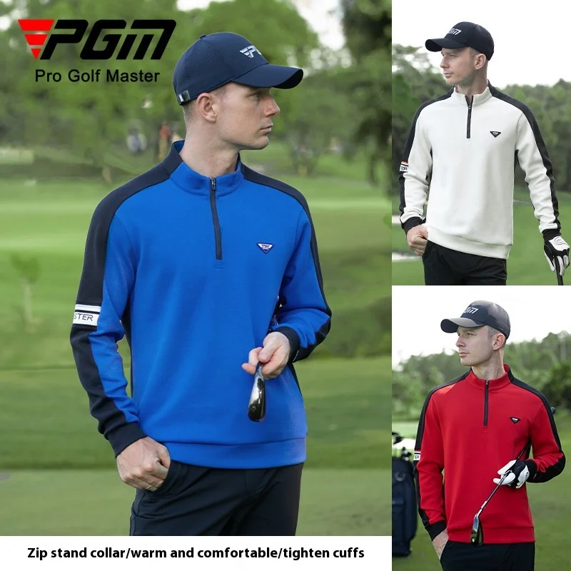 PGM Golf clothing men's long sleeve T-shirt warm blazer zipper stand collar bead line clothing