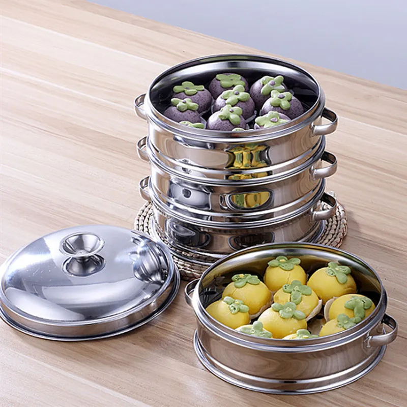 16-22cm Stainless Steel Steamer for Dumplings with Handle Rice Pressure Cooker Pot Steaming Grid Tray Kitchen Cooking Accessorie