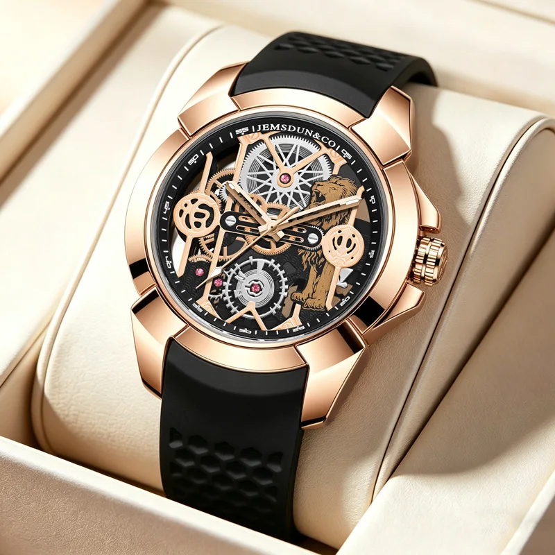 

Unique Hot Selling 3D Creative Skeleton Cool Quartz Men Watches Luxury Rubber Big Dial Imitation Mechanical AAA Watch Watch