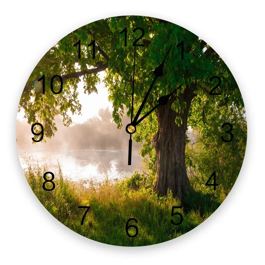 Arbor Tree Lake Landscape Creative Wall Clock For Home Office Decoration Living Room Bedroom Kids Room Hanging Watch