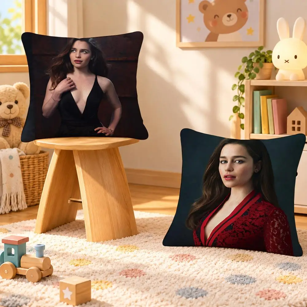Actor Emilia Clarke Fantasy Movie Decor Cushion Cover Personalized Decorative Living Room Home Sofa Bedroom Office Car Decor