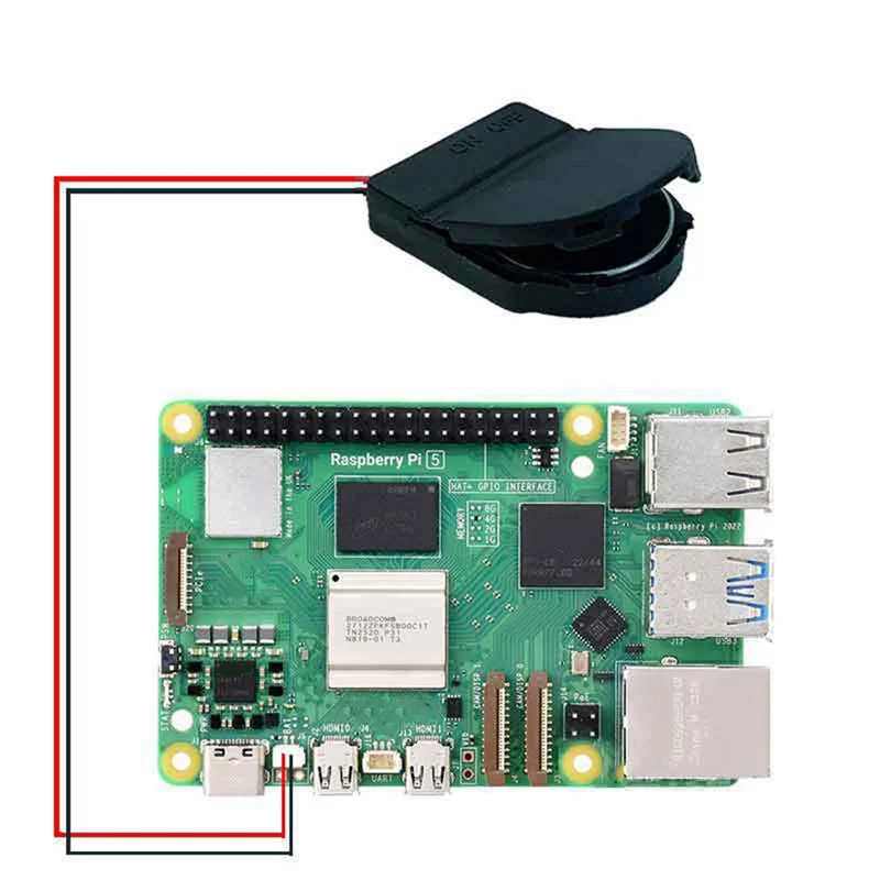 Dn-para raspberry pi 5/5 geração rtc módulo de relógio bateria jst interface alimentado relógio em tempo real recarregável rtc bateria durab