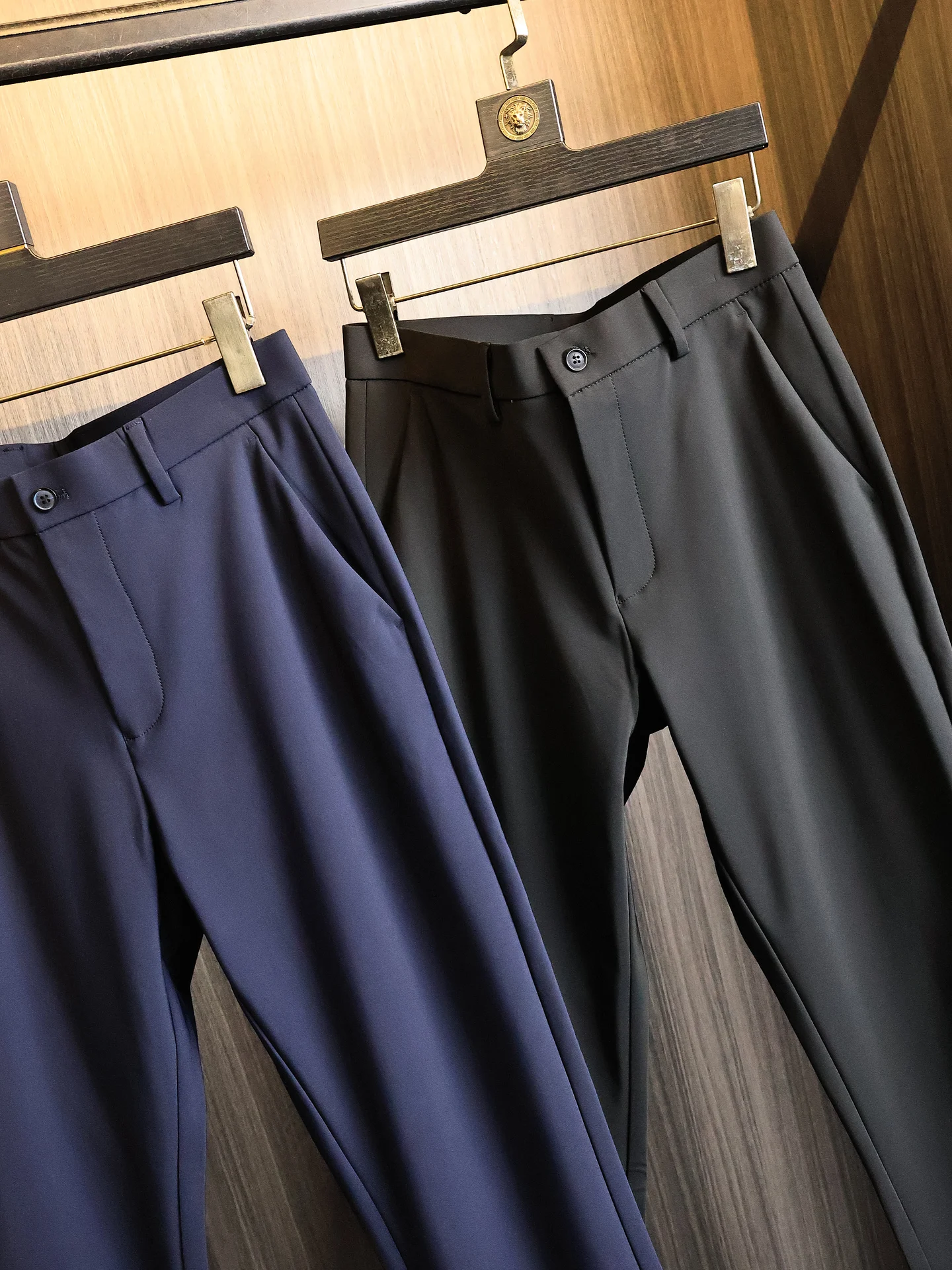 Slim Fit Straight Leg Casual Pants for Men Fashionable Business Commute Elastic Pure Color Long Trousers Autumn Season