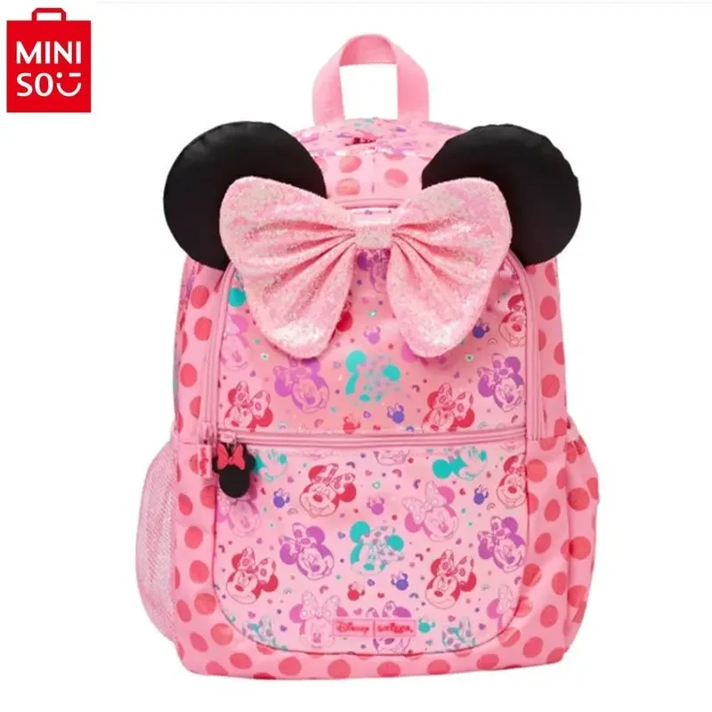 MINISO Disney Cartoon Mickey Anime Multi functional Lightweight Reducing Backpack Student Large Capacity Backpack