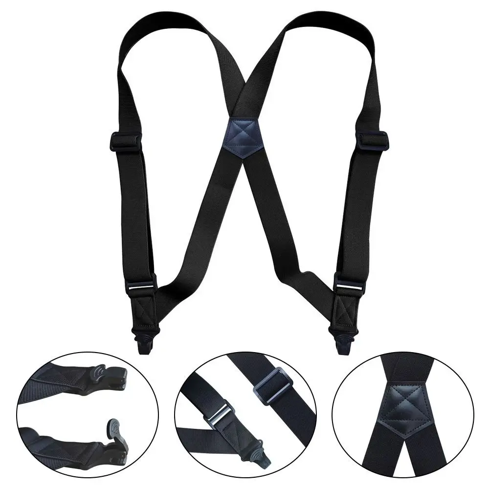 Adjustable Plastic Side Clip Men's Suspenders 3.8cm Wide Elastic Suspenders Trouser Braces X Shape 2 Clips Braces Suspenders