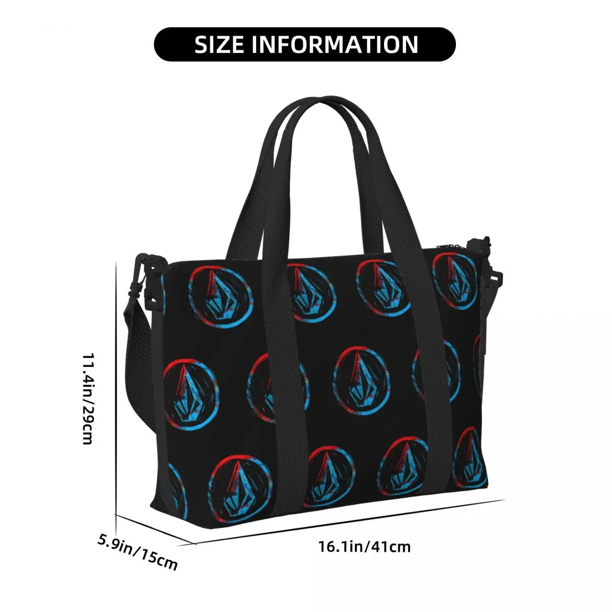 Custom Volcoms Logo Tote Bag for Women Large Capacity Gym Beach Travel Bags