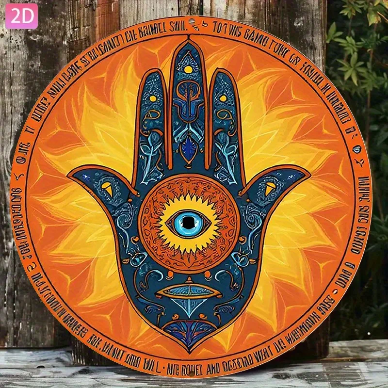 CIFBUY Vintage Aluminum Wall Art Waterproof Durable For Home Kitchen Bar Indoor Outdoor Hamsa Evil Eye Decor Sign