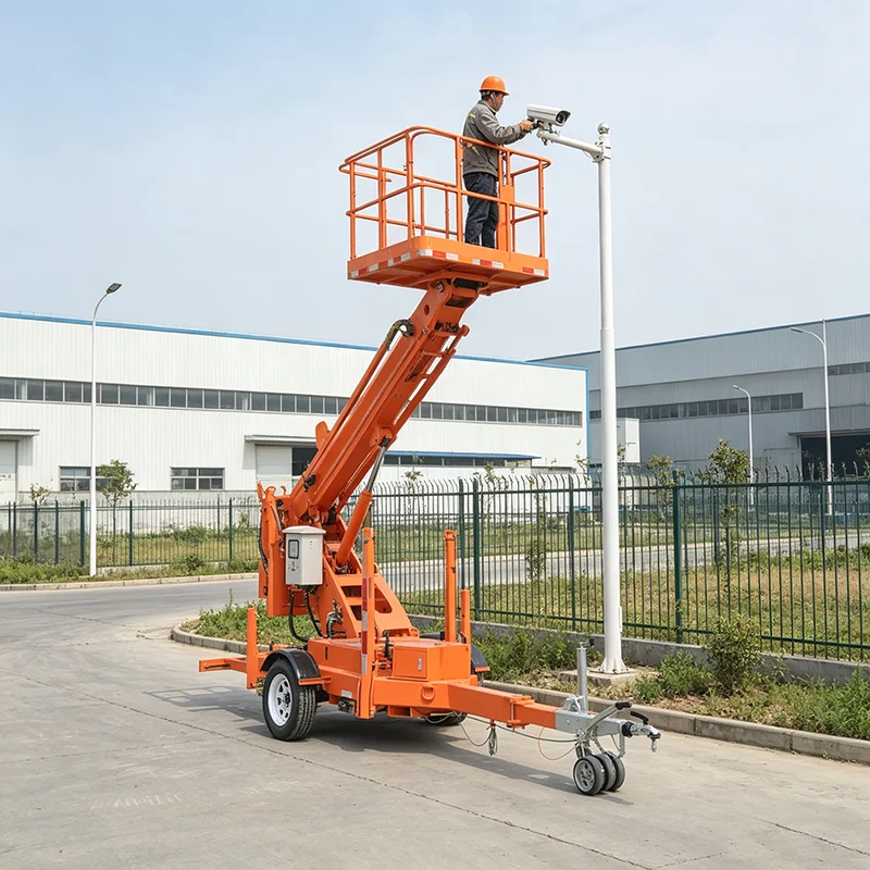 Customized Hydraulic Towable Boom Elevator Engine Powered Aerial Platform For Rural Road Lighting Repair Projects