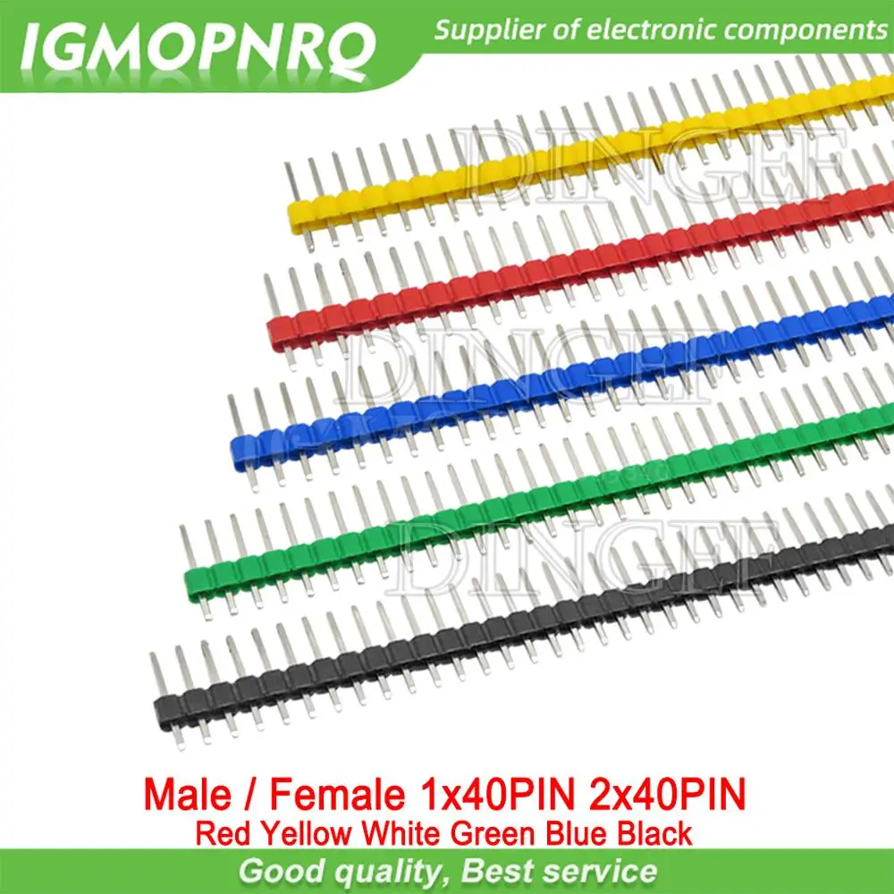 10PCS/lot 40Pin 2.54mm Single Double Row Straight Male Female Pin Header Connector Strip For PBC Ardunio 40P
