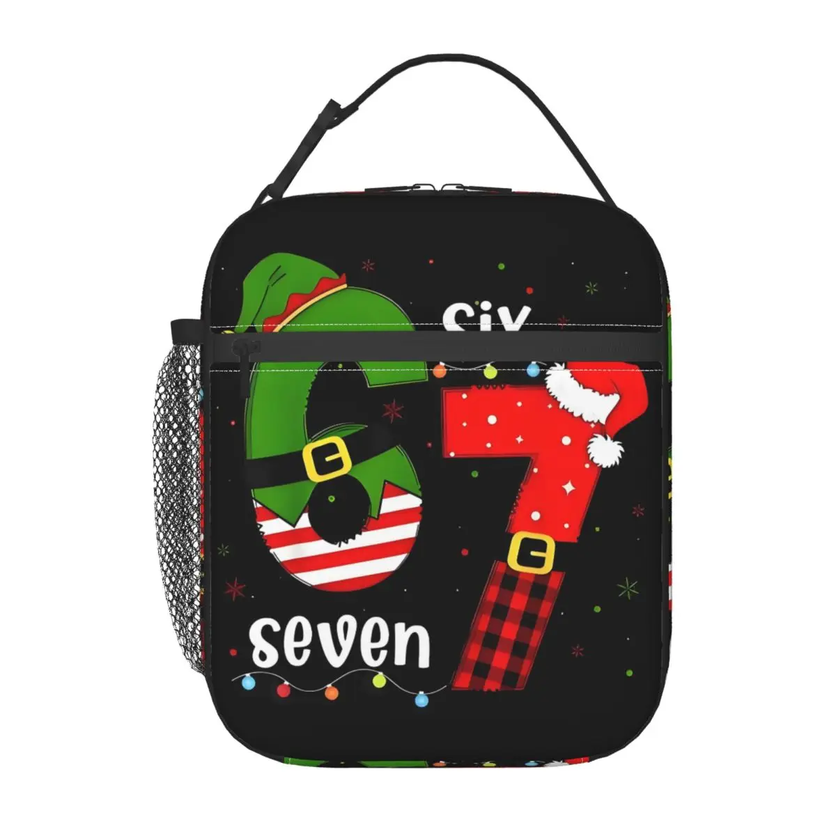Custom Six Seven 67 Portable Lunch Boxes Waterproof Santa Elf Thermal Cooler Food Insulated Lunch Bag School
