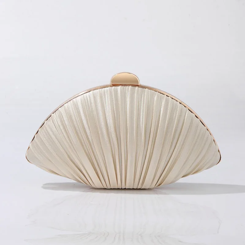 

New Trendy Banquet Party Clutch Handbag White Seashell Evening Bags For Women Fashion Temperament Shell Shoulder Bag Femme