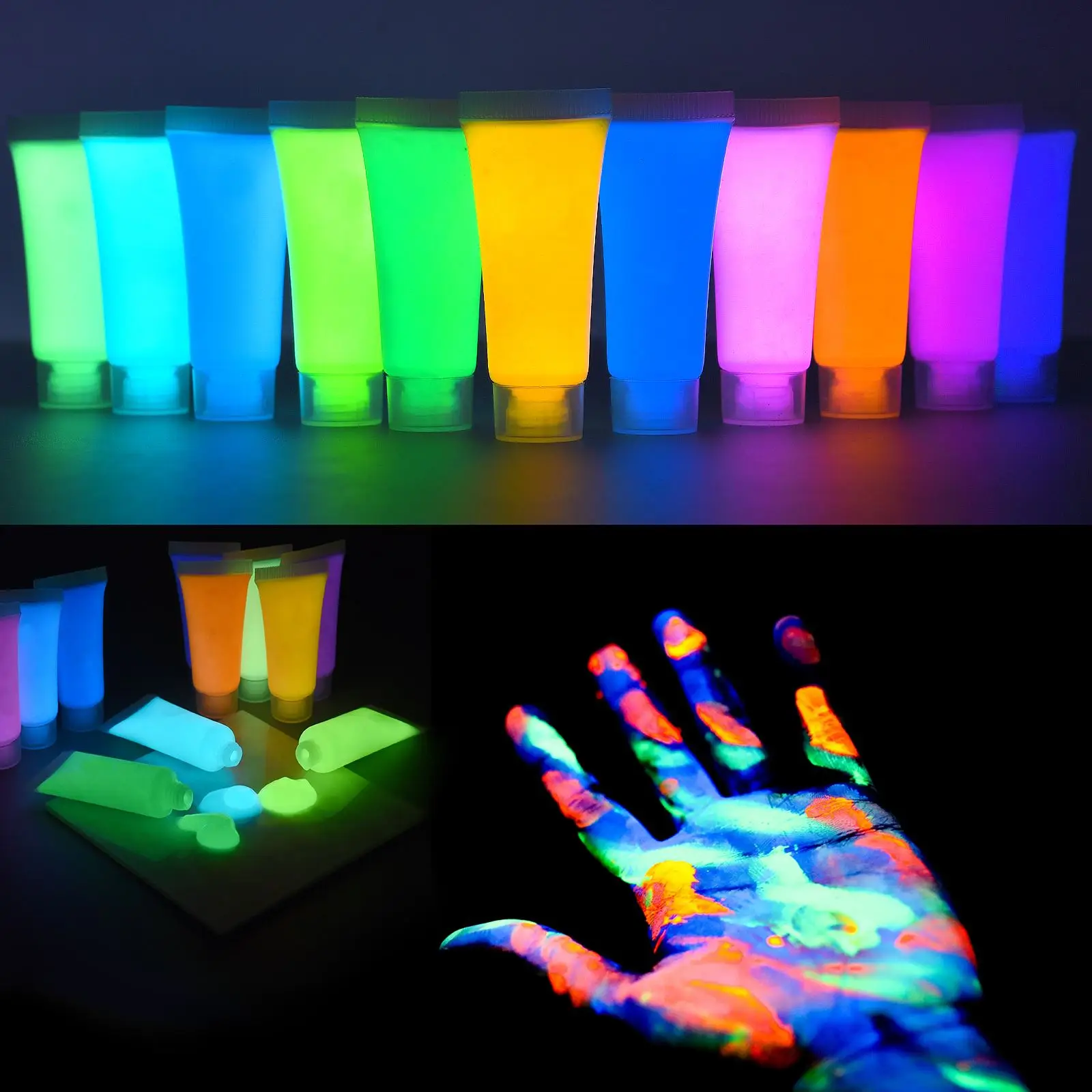 Pigmento fluorescente superbrillante, pintura luminosa impermeable que brilla en la oscuridad, pintura de Color agua, obra de arte, suministros para