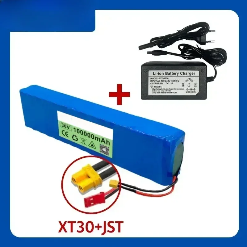 36V 100Ah 18650 Rechargeable Lithium Battery Pack 10S3P 1000W Power Modified Bicycle Scooter Electric Vehicle with BMS+Charger