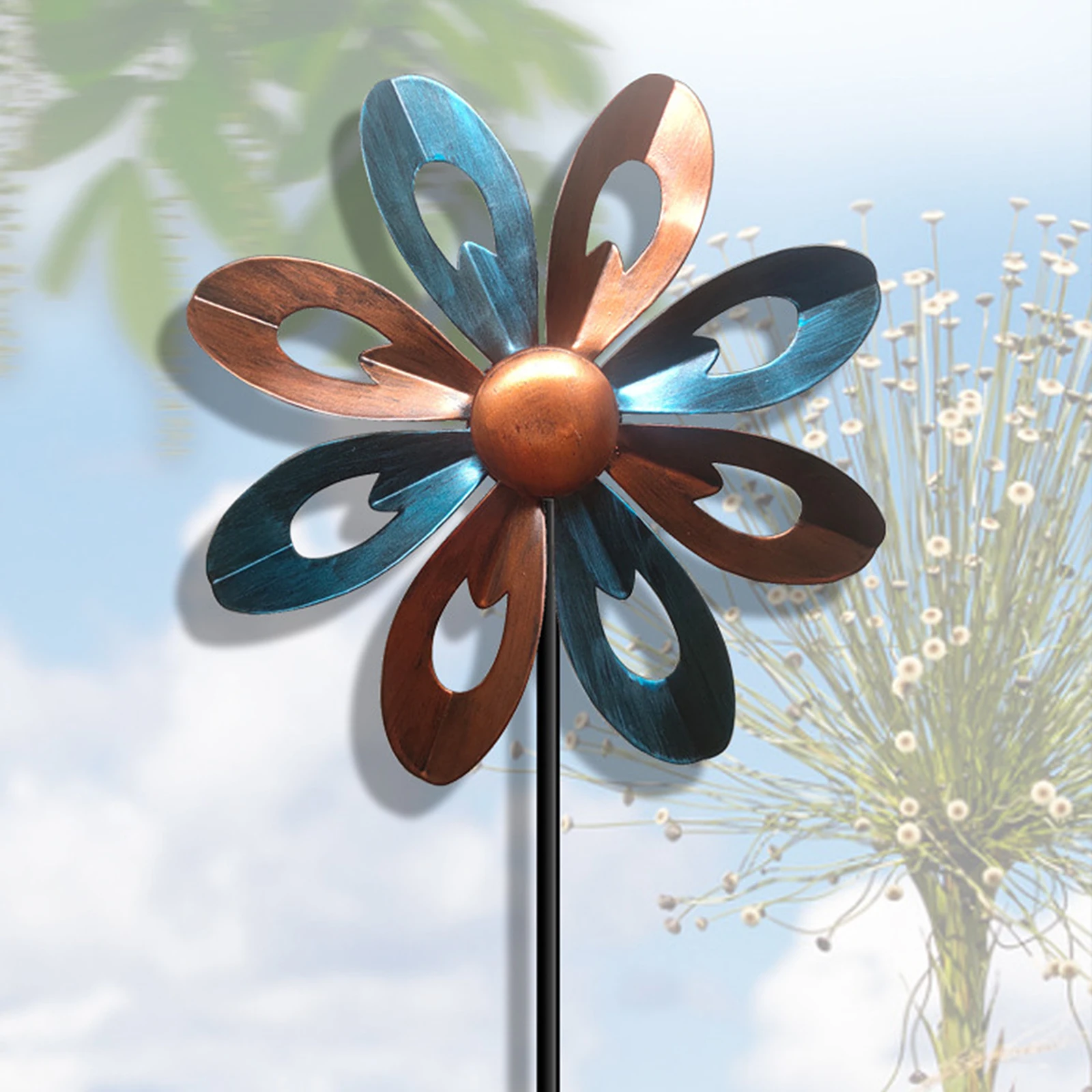 Iron Windmill Villa Decoration Plug-in Decorative Gifts Multi-color Ornament Courtyard Idyllic Garden Rotating